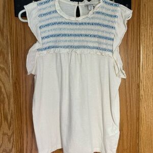 Women's Cream and Blue Top